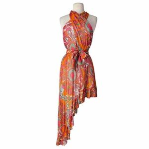 NWT Sundress Amina Marbella Havana Framboise Pink Orange Paisley Dress Large